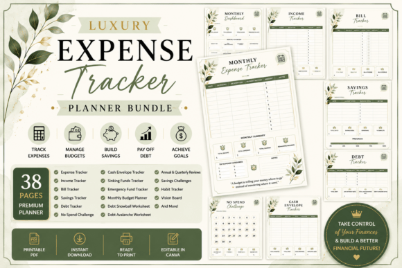 Download Luxury Expense TrackerPlanner Sage Green - Expense Collection