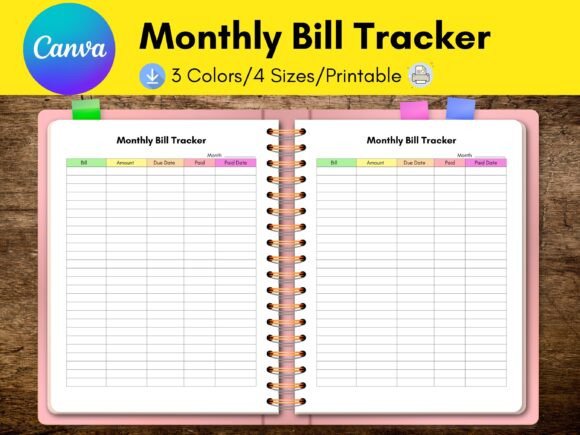 Download Monthly Bill Tracker,Bill Planner Canva - Monthly bill tracker Collection