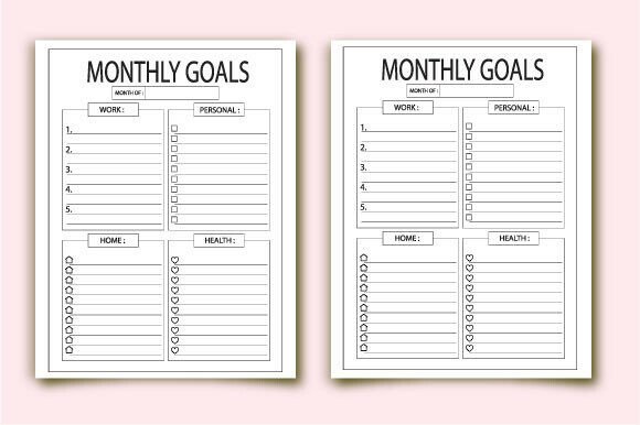 Download Monthly Goal Planner Book KDP for Amazon - Monthly goal planner Collection