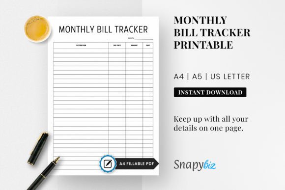 Download Monthly Bill Tracker Printable - Premium Resources