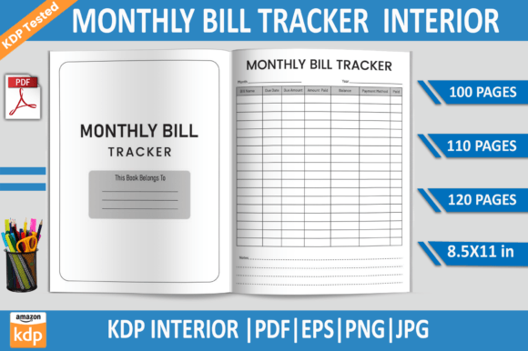 Download Monthly Bill Tracker | KDP Interior - Monthly bill tracker Collection