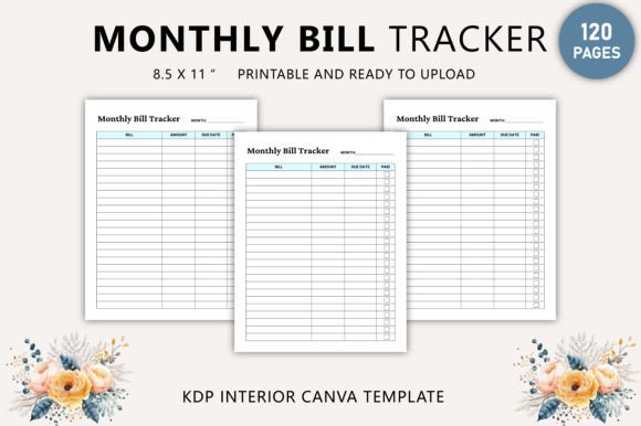 Download Editable Monthly Bill Tracker Canva - Monthly bill tracker Collection
