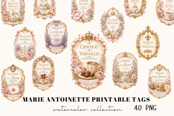 Download Marie Antoinette Printable Tags Watercol - Printable tags Collection