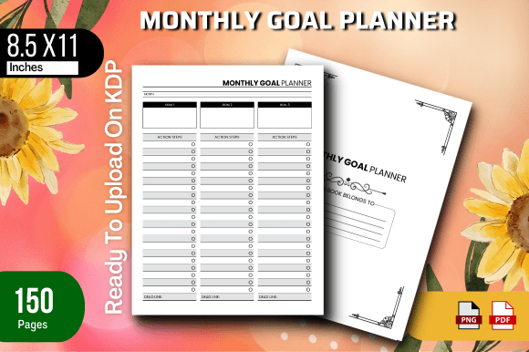 Download Monthly Goal Planner for KDP - Monthly goal planner Collection