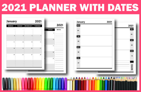 Download 2021 Planner with Dates Ready for KDP - Premium Resources