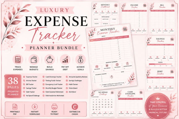 Download Luxury Expense Tracker Planner Pink - Expense Collection