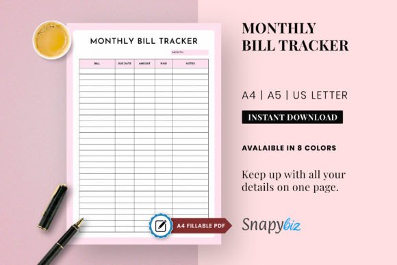 Download Fillable Monthly Bill Tracker Printable - Premium Resources
