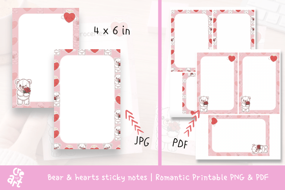 Download Bear &amp; Hearts Sticky Notes PNG, JPD, PDF - Sticky notes png Collection