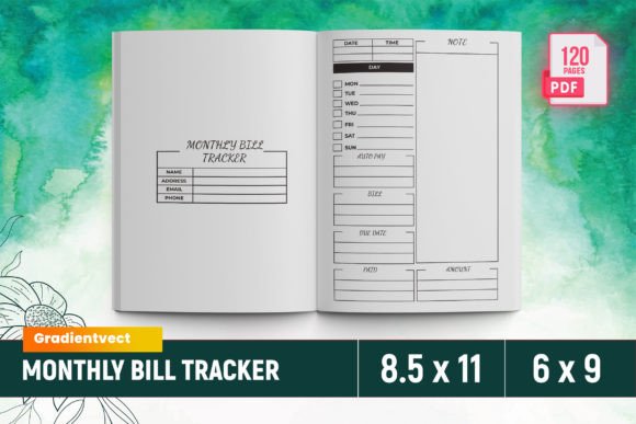 Download (KDP) Monthly Bill Tracker Canva - Monthly bill tracker Collection