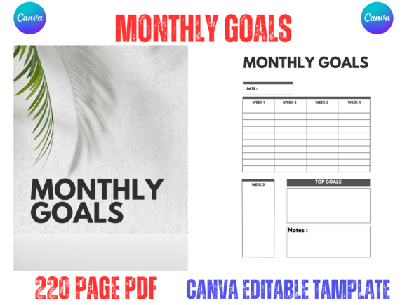 Download Monthly Goal Planner KDP Interiors - Monthly goal planner Collection