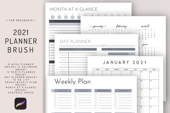 Download Procreate 2021 Planner Stamp Brush - 2021 planner Collection
