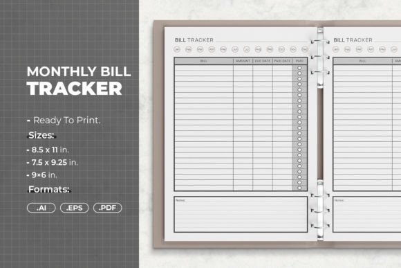Download Monthly Bill Tracker Printable Template - Premium Resources