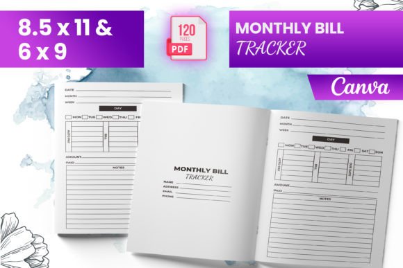 Download Monthly Bill Tracker Canva (KDP) - Monthly bill tracker Collection
