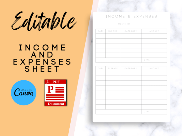 Download Editable Income and Expense Sheet - Expense Collection