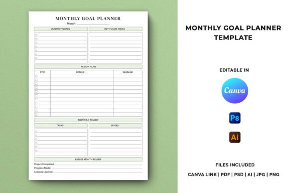 Download Monthly Goal Planner Template - Monthly goal planner Collection