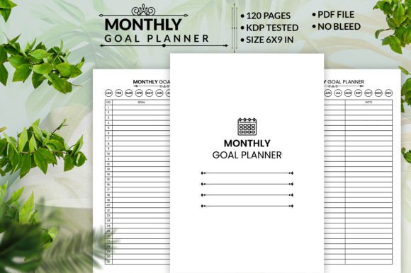 Download Monthly Goal Planner KDP Interior - Monthly goal planner Collection